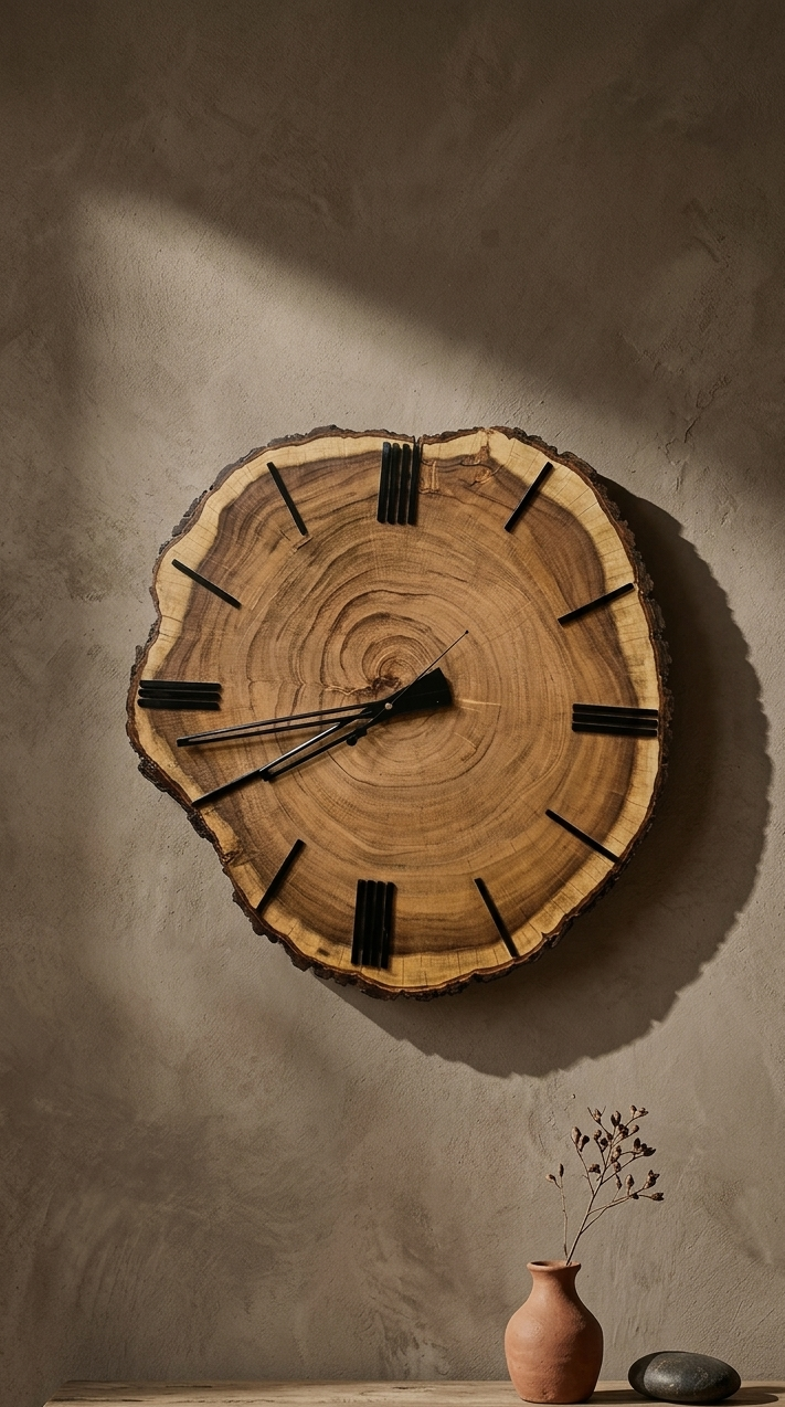 Natural Wood Slice Wall Clock